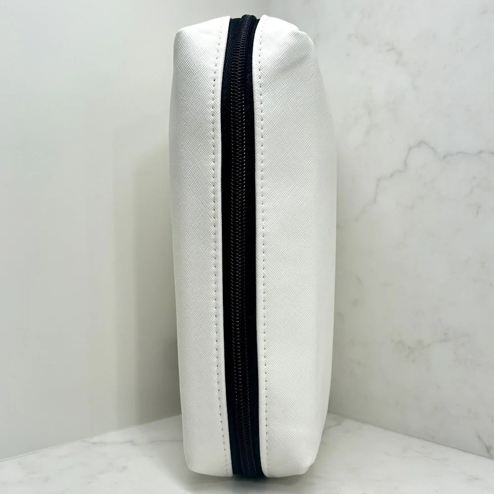 Dermstore Ivory & Black Lined Zip Top Cosmetic Bag - NWOT - Unused